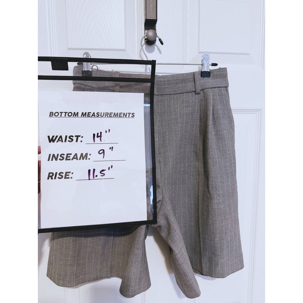 Babaton Pleated Bermuda Trouser Shorts Size 6 Gray Pinstripe Retro Academia Ivy - Picture 7 of 8